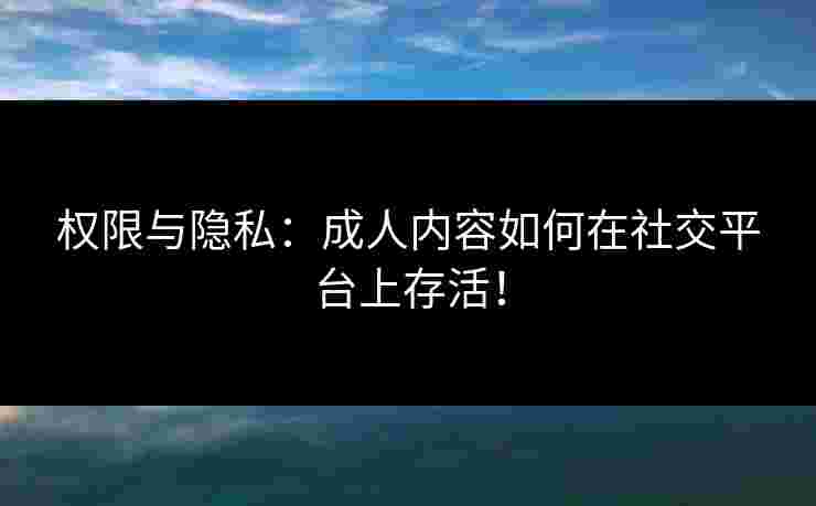 权限与隐私：成人内容如何在社交平台上存活！