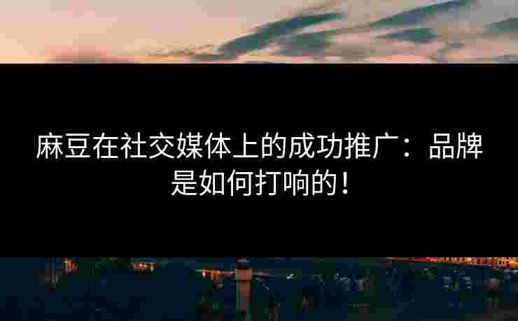 麻豆在社交媒体上的成功推广：品牌是如何打响的！